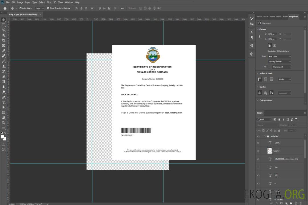 Modèle Word et PDF de certificat d'enregistrement du Costa Rica template Modèle Word et PDF de certificat d'enregistrement du Costa Rica template